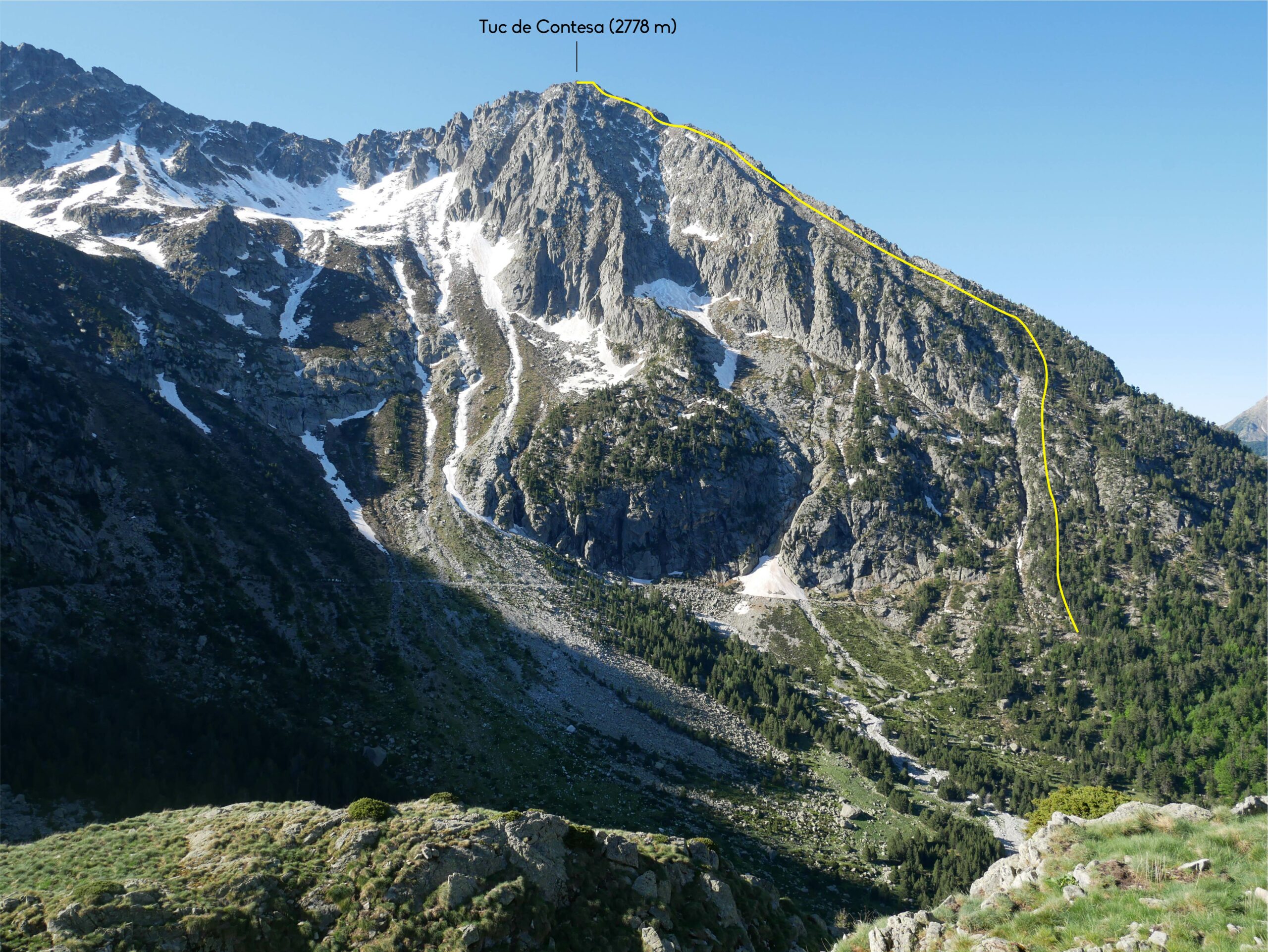 Tuc de Contesa (2778 m) – Tuc des Estanhets (2887 m) – Tossau de Lac Tòrt (2843 m) – Tossal Pla (2883 m) – Tuc dera Canau de Rius (2812 m) depuis le refuge de Conangles